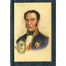 CENTENARIO 1810 - 1910 PATRIOTICA ANTIGUA TARJETA POSTAL SIMON BOLIVAR